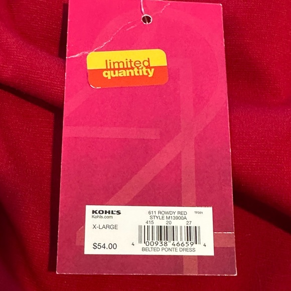 212 Collection NWT Red Sleeveless Dress full skirt size XL - Picture 6 of 6